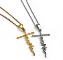 Titanium steel necklace Israel Lebanon Palestine map Cross Arabic