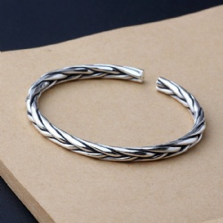 925 silver bracelet knot braid style twist bracelet smooth plain face