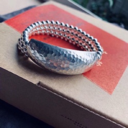 925 sterling silver bracelet handmade fish scale face 3 row bead bracelet