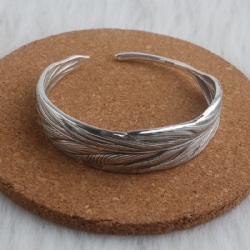 925 Sterling silver bracelet design feather pattern plain surface design bracelet