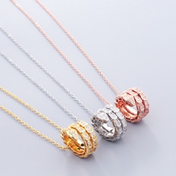 Snake Necklace Simple design Smooth diamond set with zircon gold silver rose gold
