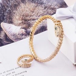 Snake Bracelet Ring set complex complex simple design smooth inlaid with zircon gold silver rose gold