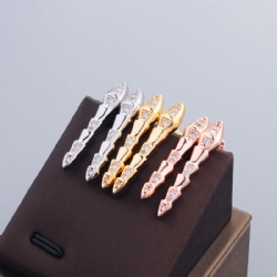 Snake stud earrings complex simple design smooth inlaid with zircon gold silver rose gold