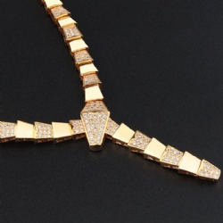 Snake necklace Snake tail complex simple design smooth inlaid with zircon gold silver rose gold