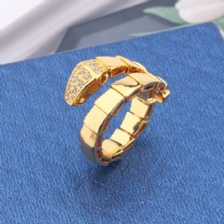 Snake ring complex simple design smooth inlaid with zircon gold silver rose gold