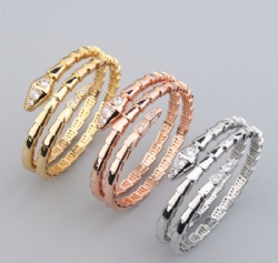 Snake Bracelet Ring Set High quality detail super complex simple design smooth inlaid with zircon gold silver rose gold